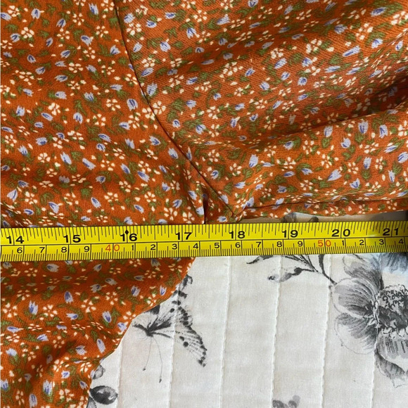 NWT floral brown orange front tie up detail long sleeve midi dress Cotta… - Picture 8 of 10